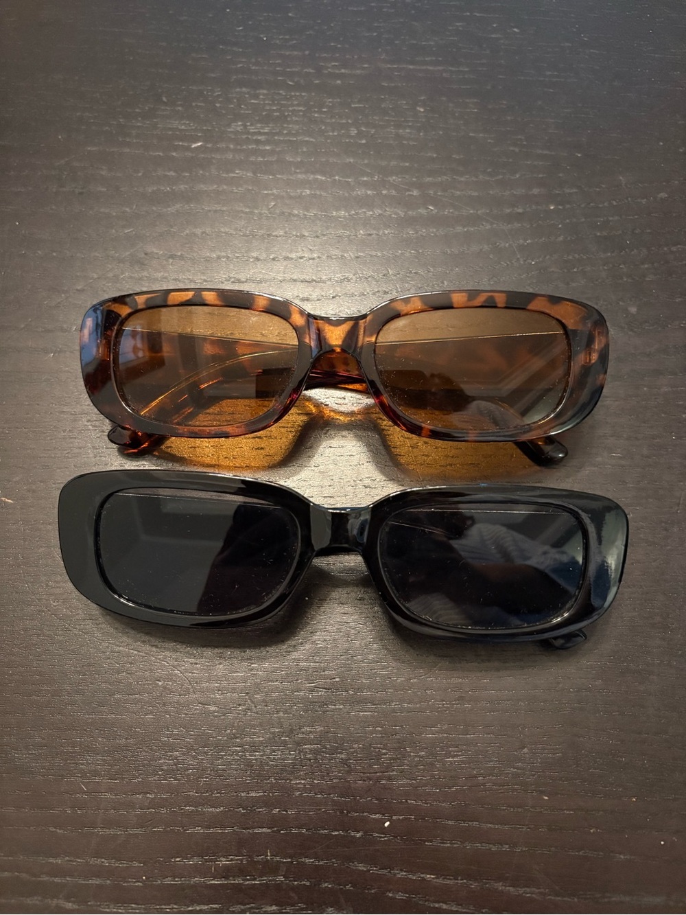 Bundle of 2 Rectangle Women's Sunglasses Brown Tortoiseshell and Black